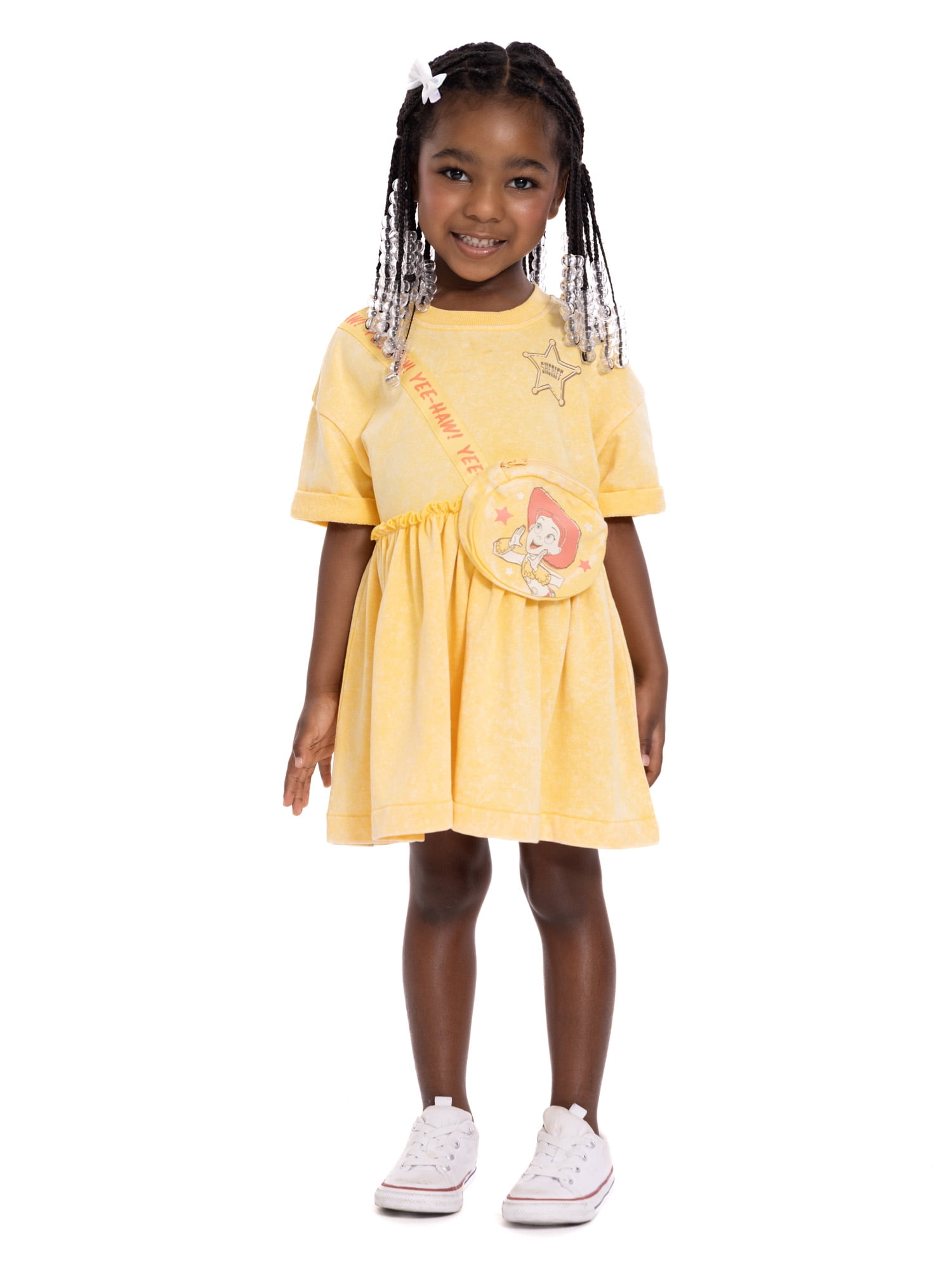 Toy Story Toddler Girls Short Sleeve Graphic Dress with 3D Bag, Sizes 12M-5T