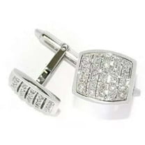 2.00CT Round Cut White Simulated Diamond 925 Silver Men's Cluster Cufflink In 14k White Gold Plated