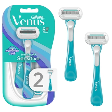 Venus Extra Smooth Sensitive Summer Surf, Women's Disposable Razor, 2 Count