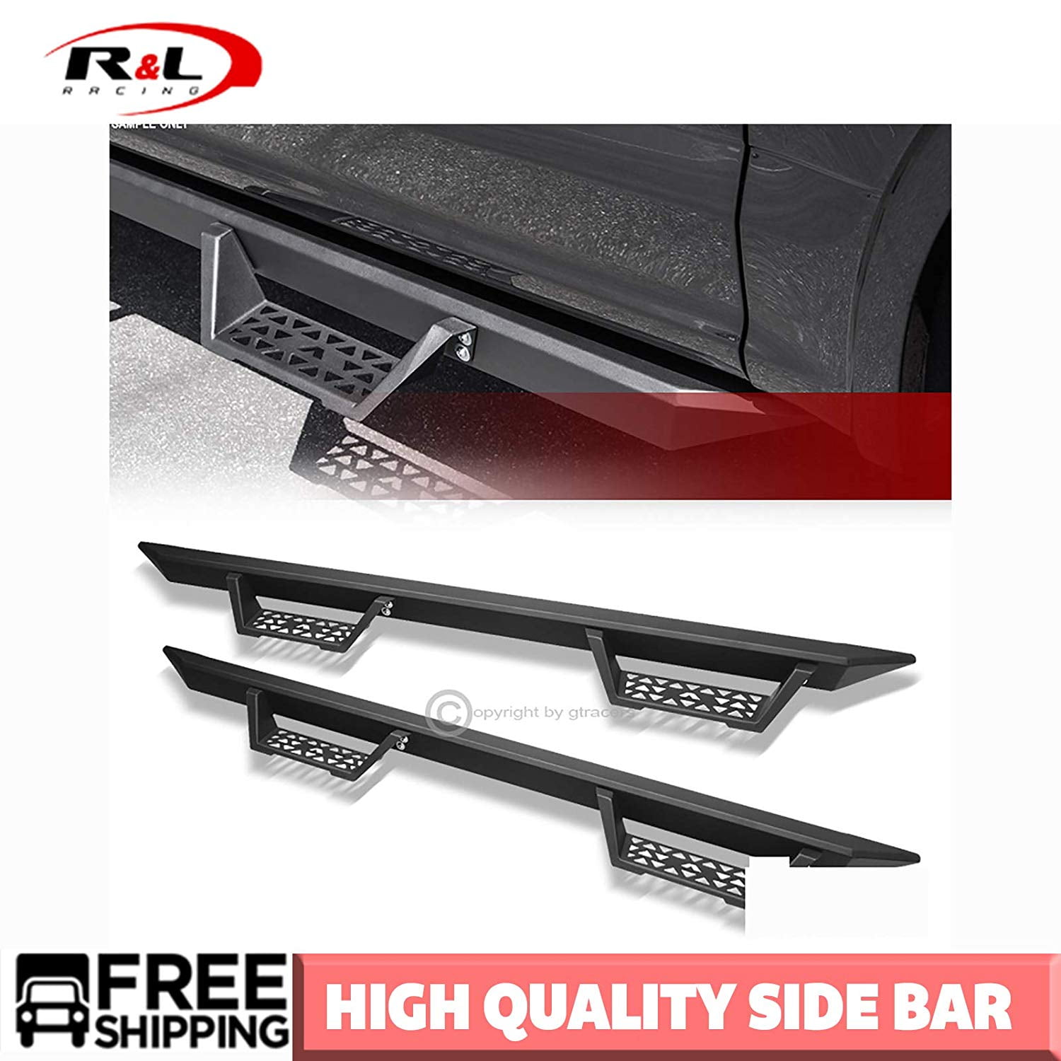 R&L Racing Matte Black Modular Drop Step Nerf Bars Boards 20052018 for