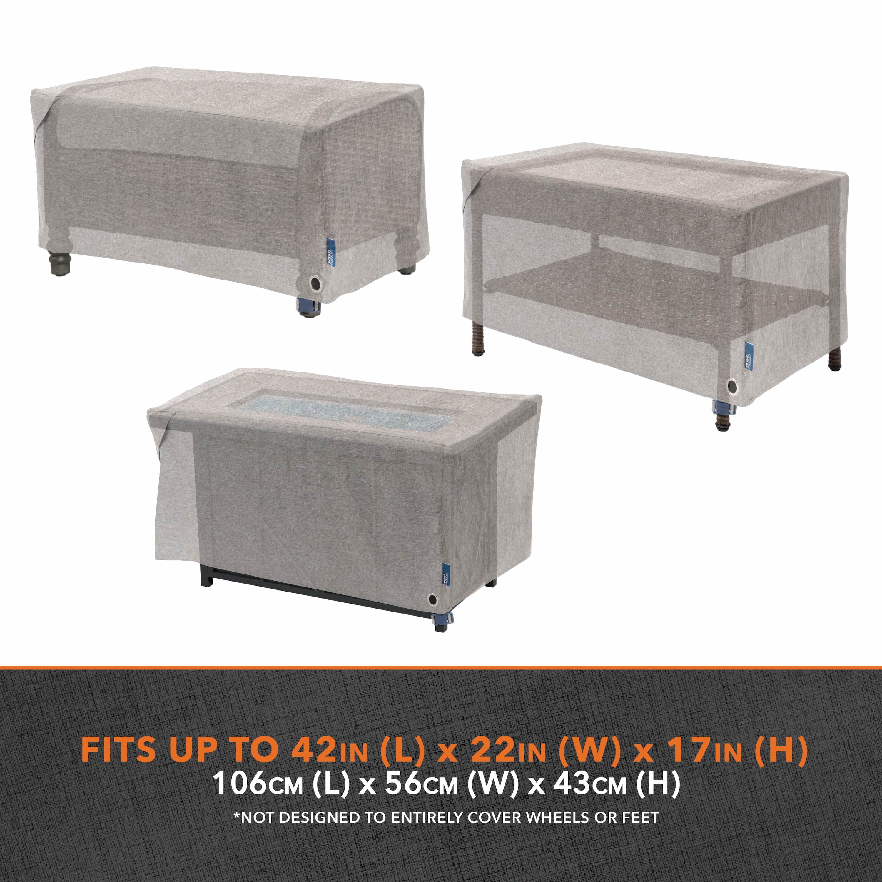 Modern Leisure Garrison Patio Ottoman/Coffee Table/Fire Pit Cover, Waterproof, 42"L x 22"W x 17"H, Granite Gray