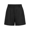 thumbnail image 5 of Pounoo Bermuda Shorts for Women High Waisted Pleated Front Button Detail Pocket Detail Loose Fit Bottoms Daily Slacks, 5 of 7