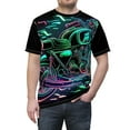 thumbnail image 5 of 1970's Retro Neon Lights Classic Motorcycle - AOP T-Shirt (S-3XL), 5 of 7