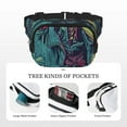 thumbnail image 5 of Rateoe Neon Zombie Skull Print Fanny Pack Belt Bag for Women and Men, Square Double-Layer Waterproof Waist Pack with Adjustable Strap for Hiking, Jogging, Cycling, 5 of 9