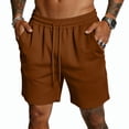 thumbnail image 3 of Men's 7" Athletic Running Shorts Quick Dry Lightweight Mesh Basketball Workout Shorts with Pockets 28# Brown M, 3 of 5