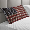 thumbnail image 2 of 4th of July Quilted Pillowcover, Rustic Backdrop American Flag Design Wooden Boards Design, Standard King Size Accent Pillow Cover for Bedroom, 36" x 20", Vermilion Navy Blue, by Ambesonne, 2 of 2