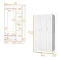 thumbnail image 5 of Newboti Furniture Augusta 3-Door Wardrobe with Hanging Rod White 21593, 5 of 7