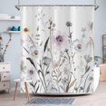 thumbnail image 3 of Floral Shower Curtain, Blue Grey Watercolor Flower Boho Botanical Farmhouse Bathroom Curtain Home Decor Waterproof Fabric Machine Washable with 12 Hooks, 72" x 84", 3 of 6