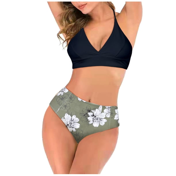 Bikini con estilo para mujer con almohadilla en el pecho sin soporte de acero Correa cómoda Traje de baño dividido Conjunto de dos piezas para la playa OAVQHLG3B Store lin121212