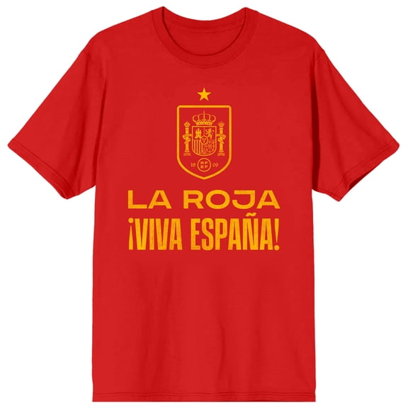 Spain Soccer Federation La Roja Viva Espana Adult Red Crew Neck Short Sleeve T-shirt - 3XL