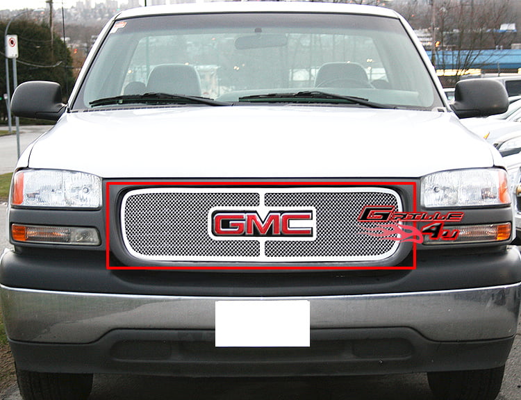 APS Compatible with 1999-2002 GMC Sierra 1500 2500 & 01-02 3500 & 01-06 Yukon with Logo Show Main Upper Stainless Steel Polished Chrome Horizontal Billet Grille Insert N19-S30756G 