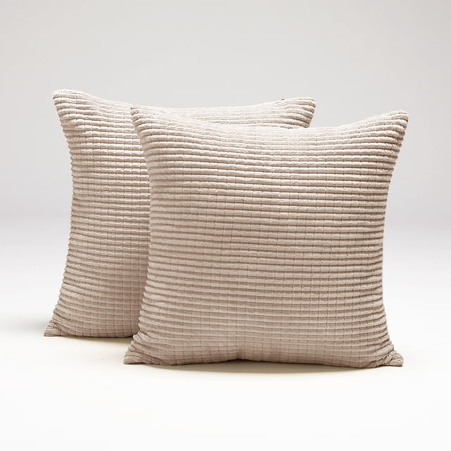 Deconovo 18" x 18" Traditional Cream Polyester Decorative Pillow Cases, (2 Count)