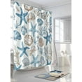 thumbnail image 5 of Blue Beige Coastal Waterproof Fabric Shower Curtain, Summer Beach Nautical Starfish Shell Shower Curtain for Bathroom Curtains Bathtubs Hotel Washable Shower Curtains with 12 Hooks Long 72x78in, 5 of 6