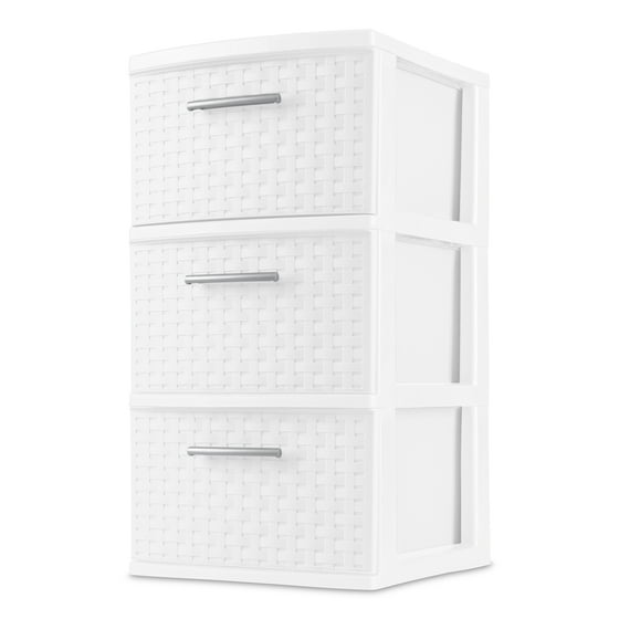 Sterilite 3 Drawer Weave Tower, White (Available in Case of 2 or Single