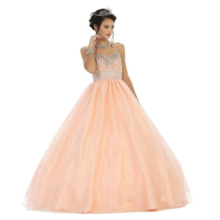Printed Strapless Gown - STRAPLESS SWEET 16 BALL ROOM GOWN