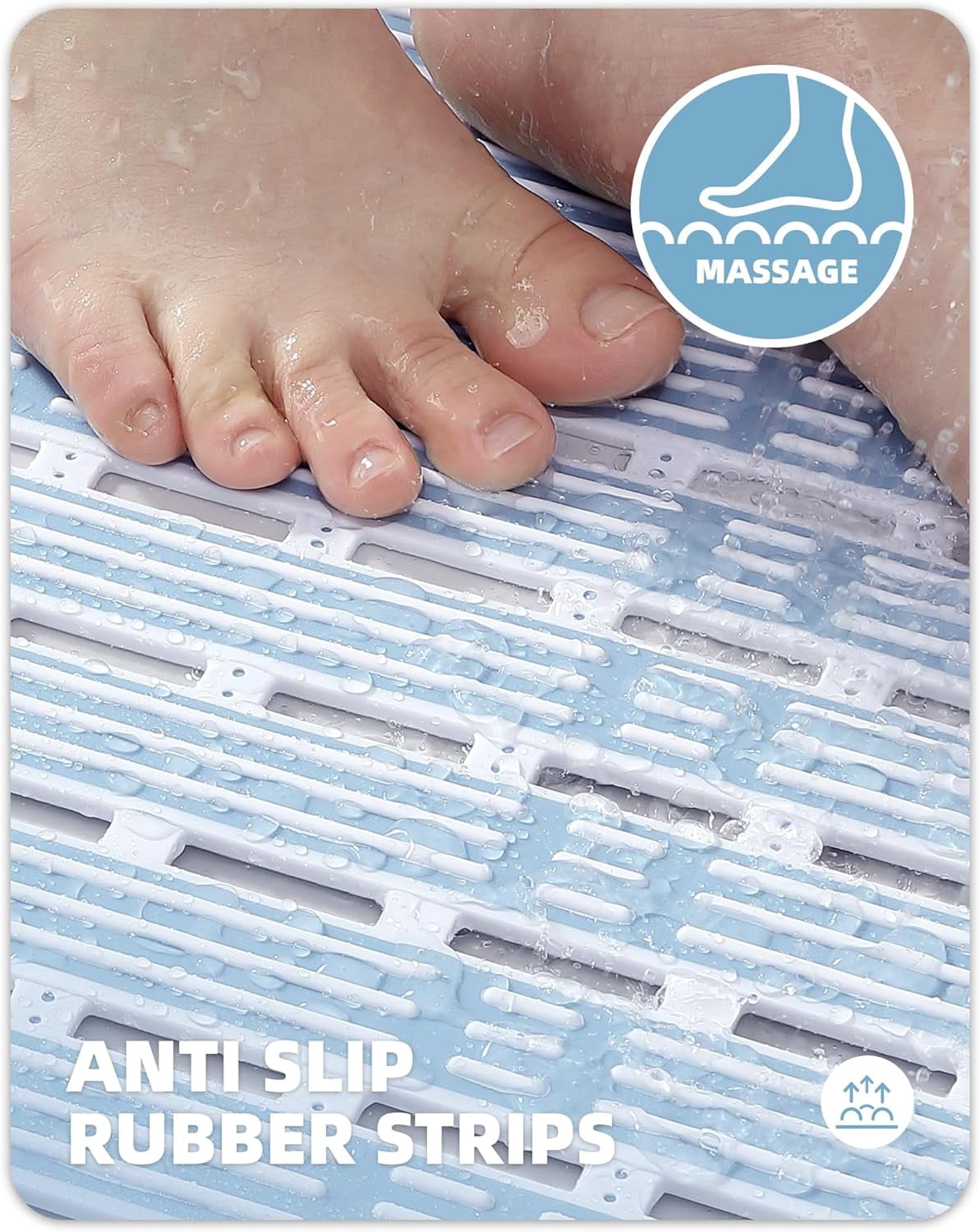 Shower Mat 16"x36", Extra Long Bathtub Mat Non Slip with Suction Cups, Bath Matts for Shower Floor/Inside Shower, Quick Dry, Easy Clean