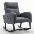 thumbnail image 2 of Modern Accent Rocking Chair, Upholstered Nursery Glider Rocker for Baby and Kids, Comfy Armchair with Side Pocket, Living Room Lounge Arm Chair, High Backrest with Decorative Buttons, Dark Gray, 2 of 7