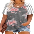thumbnail image 2 of CHUANK Raglan T Shirts Short Sleeve Basic Tunic Blouse Summer Floral Tops for Plus Size Women, 2 of 8