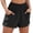 Black, variant on Women's Solid Color Smocked Elastic Waist Linen Blend Shorts - Side Pockets, Casual Beach & Daily Wear