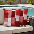 thumbnail image 4 of Red Geometric Outdoor Waterproof Pillow Covers, Watercolor Ombre Modern Abstract Art Decorative Square Throw Pillowcase Sofa Cushion Sham for Patio/Couch/Chair, 16"x16" 2 Pack, 4 of 8