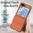 thumbnail image 5 of Allytech Fiber Pattern Phone Case for Samsung Galaxy Z Flip5, Slim Fit Lightweight Shockproof Anti-Fall Anti-Scratch Non-Slip Luxury Folding Case for Samsung Galaxy Z Flip5 - Brown, 5 of 5