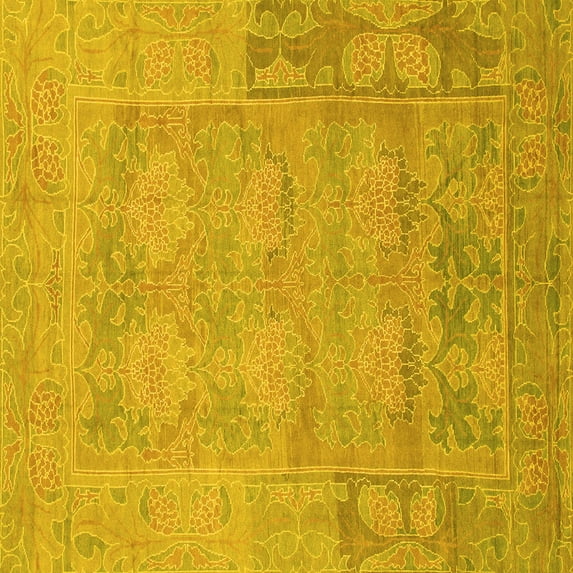 Ahgly Company Indoor Square Abstract Yellow Modern Area Rugs, 8' Square