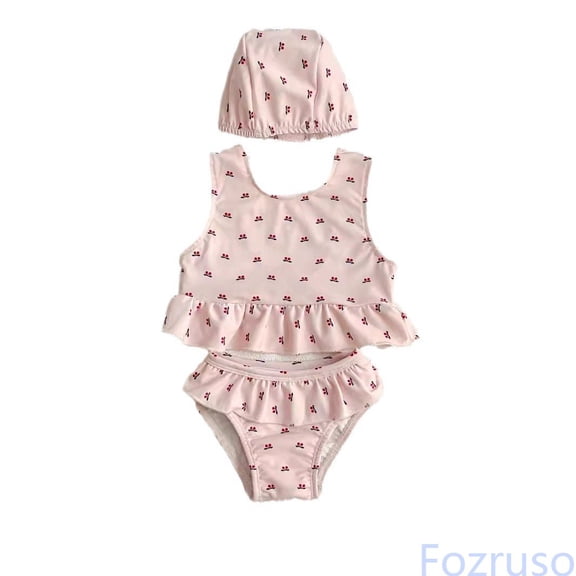 Fozruso Baby Girl Swimsuit Zip Rash Guard Swimsuit With Hat Baby Girl Swimsuit 2 Piece Bikini Set Sizes 0-3 Months