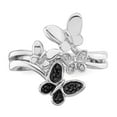 thumbnail image 4 of White Night Sterling Silver Rhodium-plated White and Black Diamond Butterfly Ring, 4 of 7