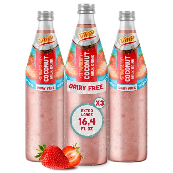 De Mi Pais Strawberry Coconut Milk Drink, Dairy-Free & Lactose-Free Coconut Beverage, 16.4 fl oz Bottles,3-Pack