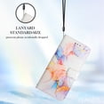 thumbnail image 6 of Nalacover for iPhone 14 Plus PU Leather Wallet Case,Stylish Marble Pattern Magnetic Clasp Flip Kickstand Cash Pocket Wireless Charging Detachable Wrist Strap Cover for Girls Women,Galaxy, 6 of 11