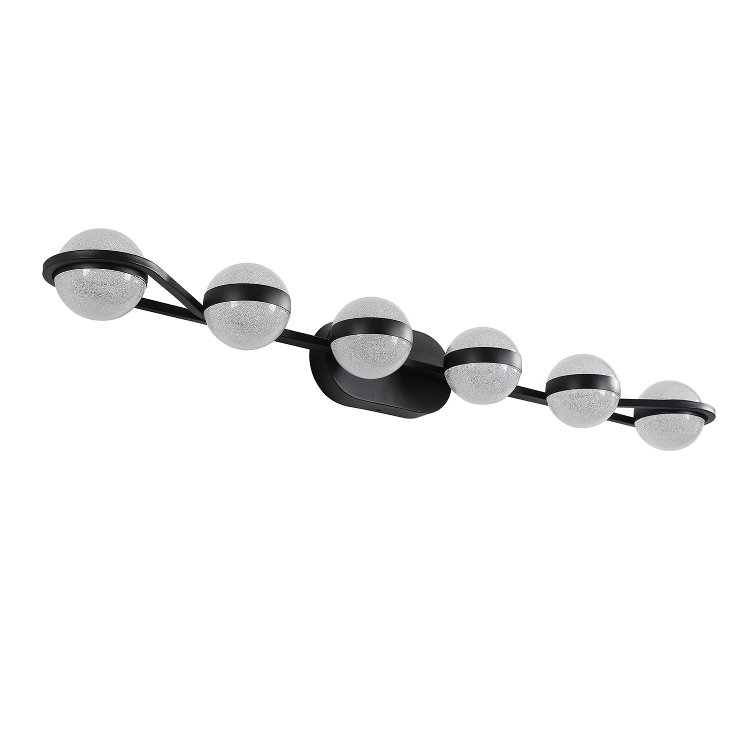 6-Light Black Globe Vanity Light Fixture Modern Round Ball Design for Stylish Bathrooms