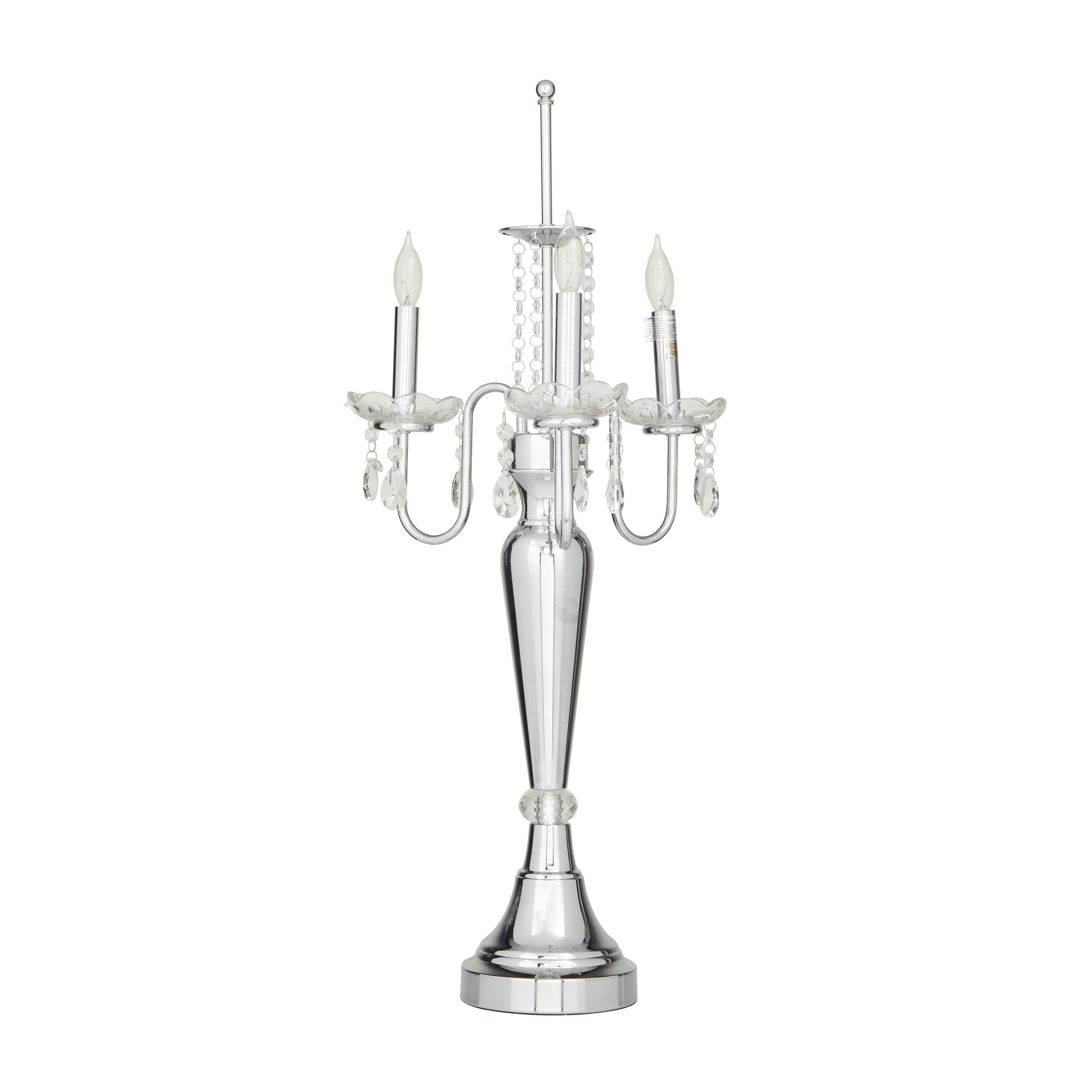 DecMode 31" 3 Light Silver Table Lamp with Black Linen Shade