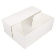 OCreme White Rectangular Cake Box 14 Inch x 6 Inch x 5 Inch High with Scalloped Window - Pack of 25