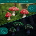 thumbnail image 5 of HmNPlay 3-Pack Glow in Dark Red Mushroom Statues - Handmade Weatherproof Polyresin, Mini Fairy Garden Decor for Outdoor, Terrarium & Desktop (2.7/2.4/2 Inch), 5 of 9