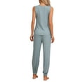 thumbnail image 3 of INSPIRE CHIC Women's Pajamas Loungewear Knit Sleeveless V Neck Tank Tops with Pants Pajamas Set M Blue, 3 of 6