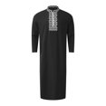 thumbnail image 1 of XDZJLR Men's Shirts Muslim Arabia Casual Long Sleeve Pocket Loose Robe Robe Plaid Printing Shirts for Men, 1 of 4