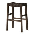 thumbnail image 1 of Maven Lane Emerson Bar Stool, Weathered Brown Wood Finish with Marksman Saddle Vegan Leather, 1 of 6