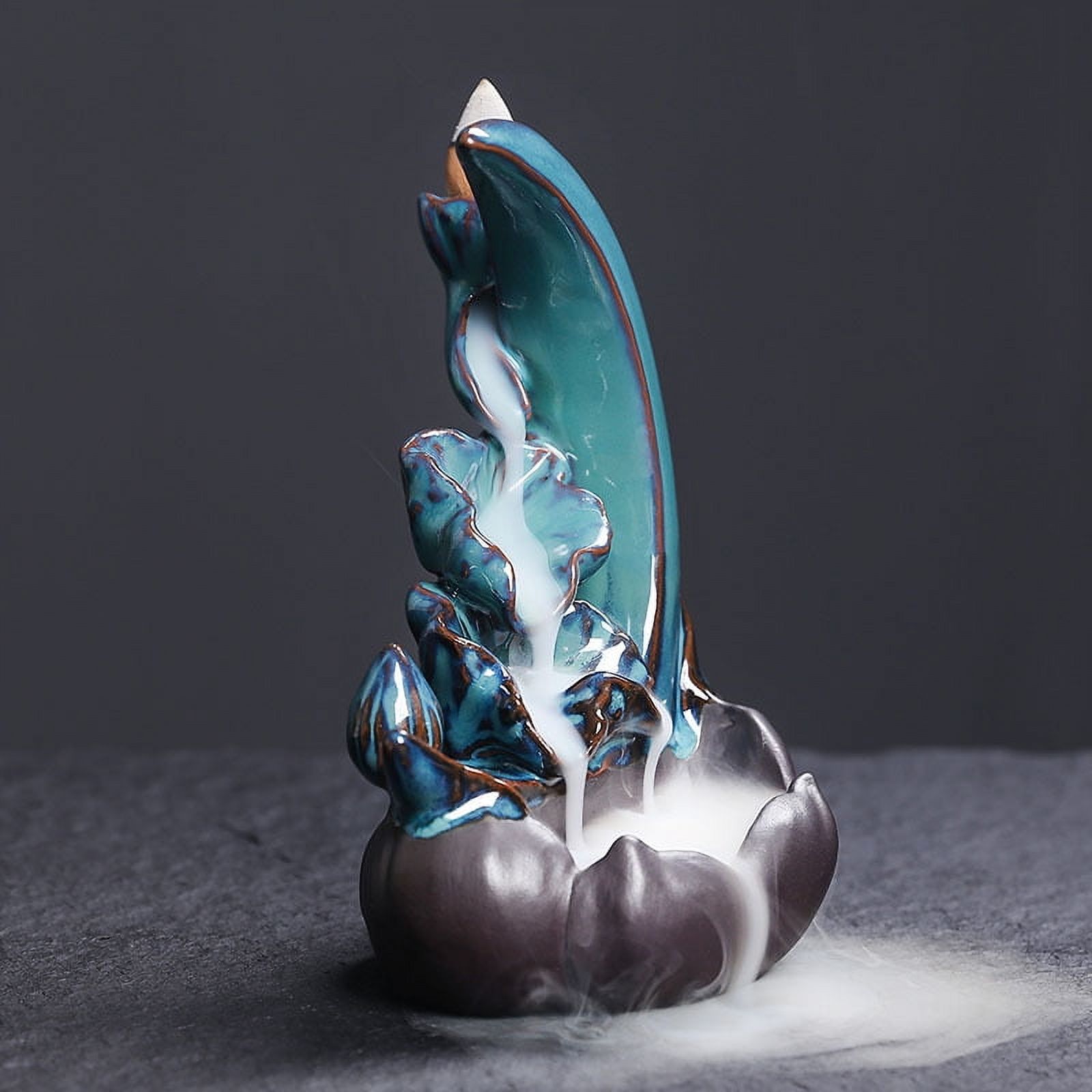 Ceramic Sandalwood Incense Holder Moon Shape Incense Seat Creative Lotus Leaf Backflow Incense Burner Crafts Home Decoration
