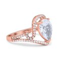 thumbnail image 2 of Rose Tone, Simulated Cubic Zirconia Size-8 Halo Pear Shape Wedding Engagement Ring 925 Sterling Silver, 2 of 7