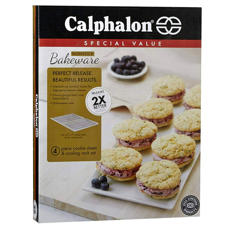 Calphalon Nonstick Bakeware Set, 10-Piece, Silver & Baking Sheets, Nonstick  Baking Pans Set for Cookies and Cakes, 12 x 17 in, Set of 2, Silver