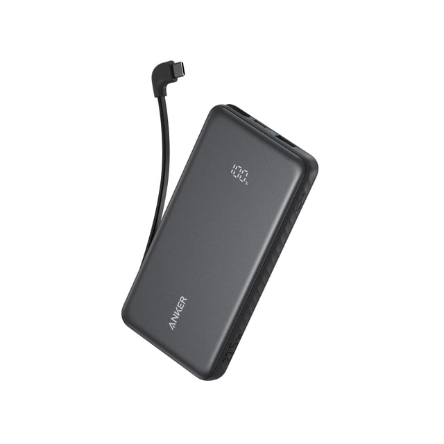 Anker 10000mAh Power Bank w/ Built-in USB-C Cable Black