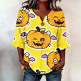 thumbnail image 2 of MVRLSH Shirts Tops for Women Half Button Down V Neck Three Quarter Sleeve Loose Fit Summer Cotton Casual Blouse Yellow - XXL, 2 of 5