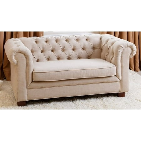 Abbyson Rj Kids Mini Fabric Chesterfield Sofa In Beige
