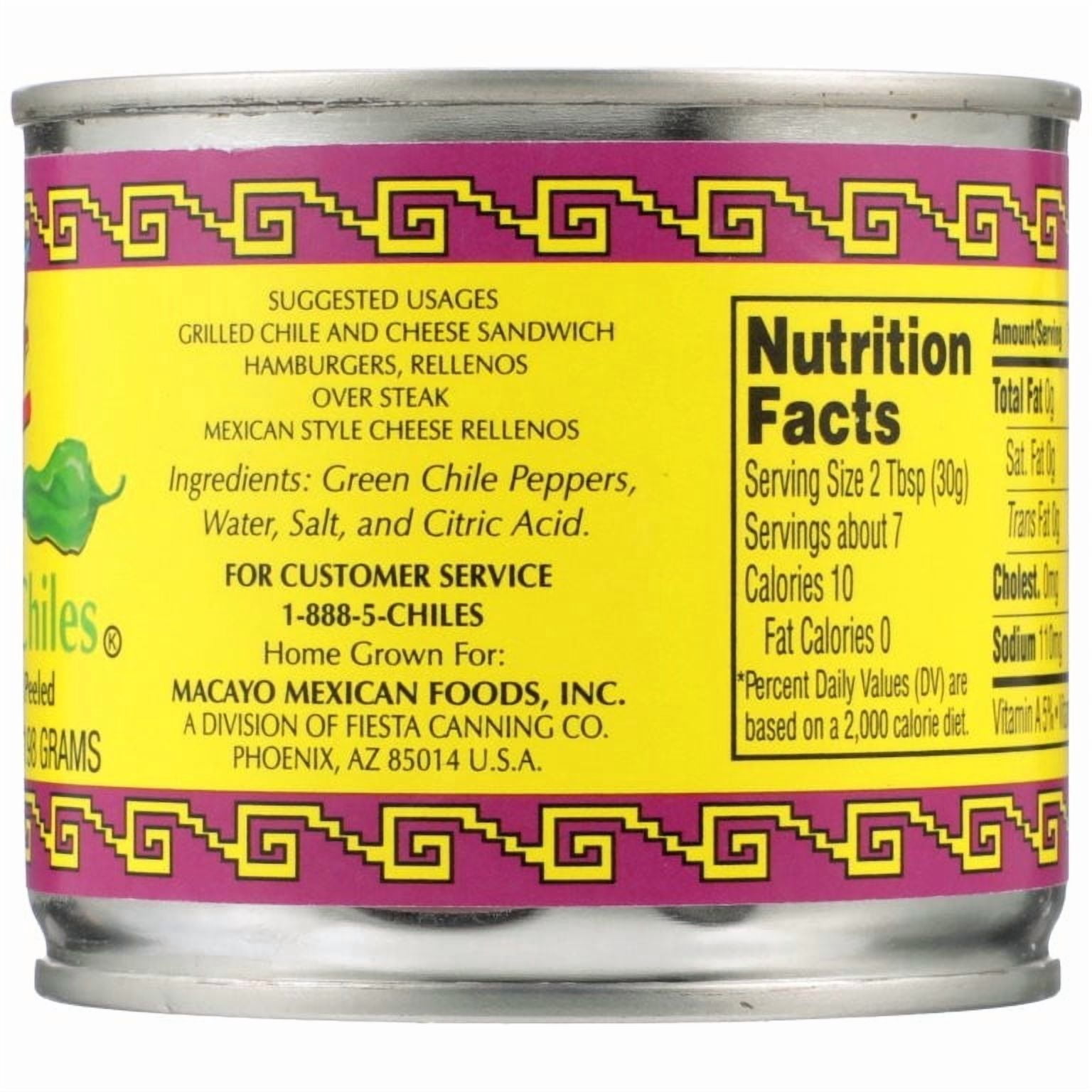 (4 pack) Macayo's Canned Fire Roasted Diced Green Chile, 7oz
