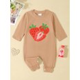 thumbnail image 4 of Miaouyo Baby Boy Girl Strawberry Romper Round Neck Long Sleeve Full Length Jumpsuit Fall Clothes, 4 of 7