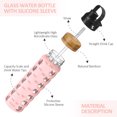 thumbnail image 6 of MUKOKO 24oz Glass Water Bottles, Motivational Water Tumbler with 2 Lids-Handle Spout Lid&Bamboo Straw Lid, Time Marker Reminder and Silicone Sleeve, Pink, 6 of 7