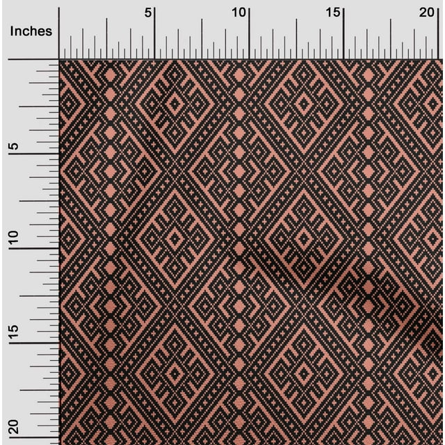 oneOone Cotton Poplin Fabric Ethnic Geometric Flame Stitch Printed Fabric 1 Yard 56 Inch Wide