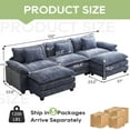 thumbnail image 3 of IPKIG Sectional Sofa Comfy Cloud Couch for Living Room with Pillows, Modern Chenille Sofa Sleeper Deep Couches with Two Ottoman (Blue, 5-Seat), 3 of 8
