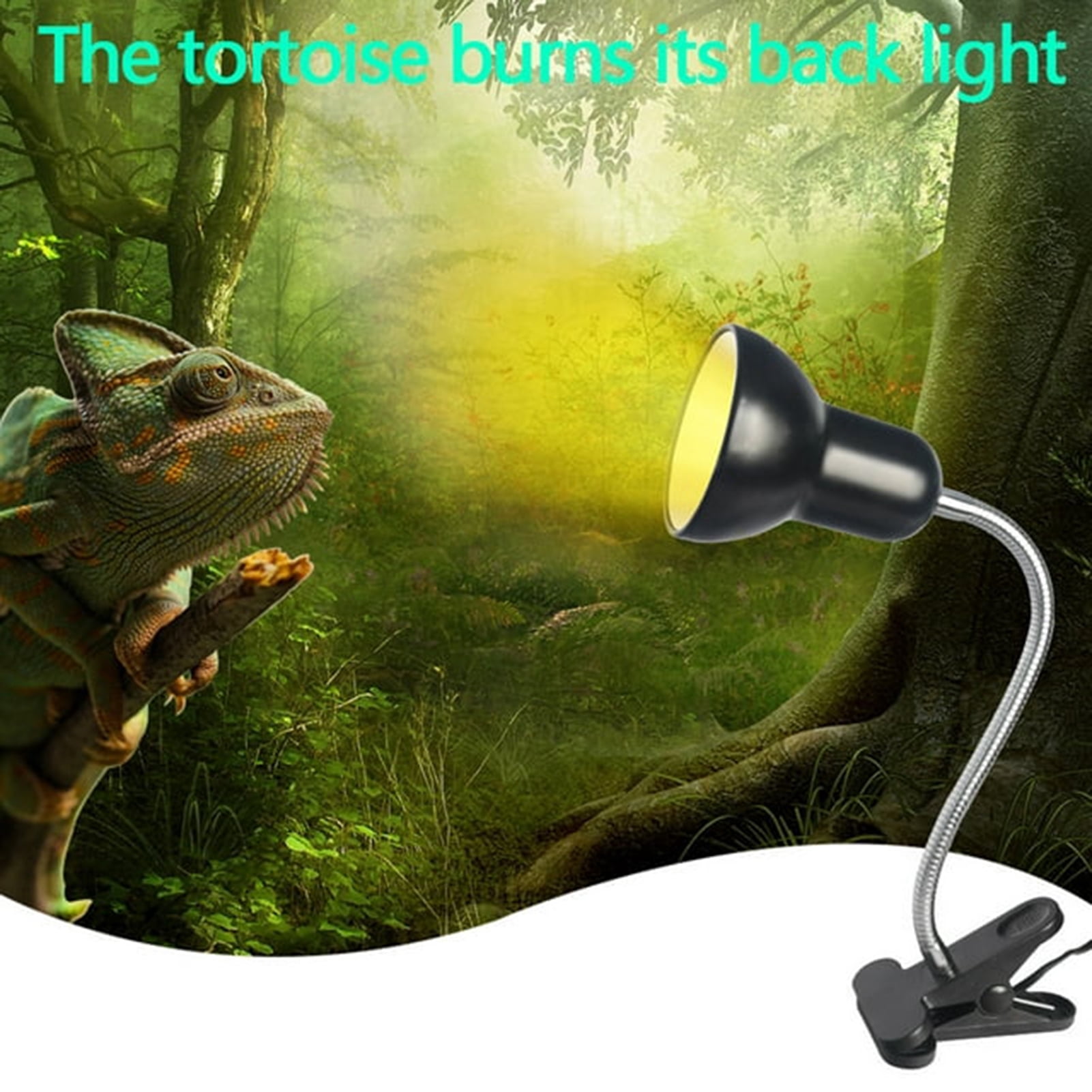 Yajisi Reptile Heating Lamp UVB Light with 50W 70W Bulbs Clamp Basking Lamp for Lizard Turtle Aquarium Tank 360 Degree Rotatable Clip Adjustable Temperature Switch US Plug 9.84 inches / 25 cm