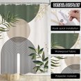 thumbnail image 5 of Dznils Boho Shower Curtain with Hooks, Modern Abstract Fabric Bathroom Curtain, 72" x 72", Green, 5 of 11